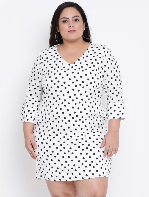 v-neck polka dots sheath plus dress - 16506760 - Very Small Image - 1