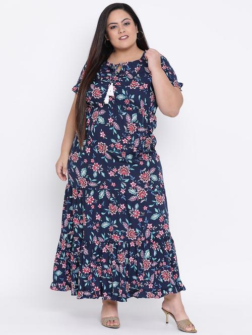 tassel tie up floral maxi plus dress - 16506766 - Very Small Image - 1