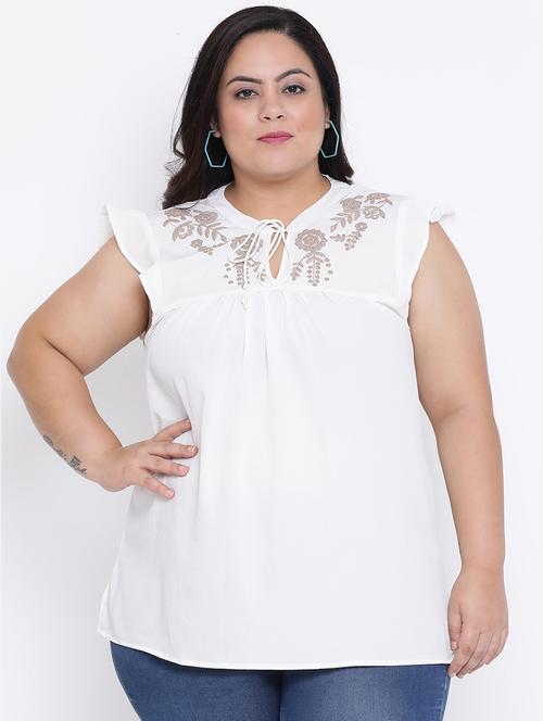 tie knot embroidered plus top - 16506791 - Very Small Image - 1