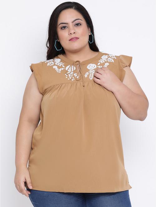 tie knot embroidered plus top - 16506792 - Very Small Image - 1