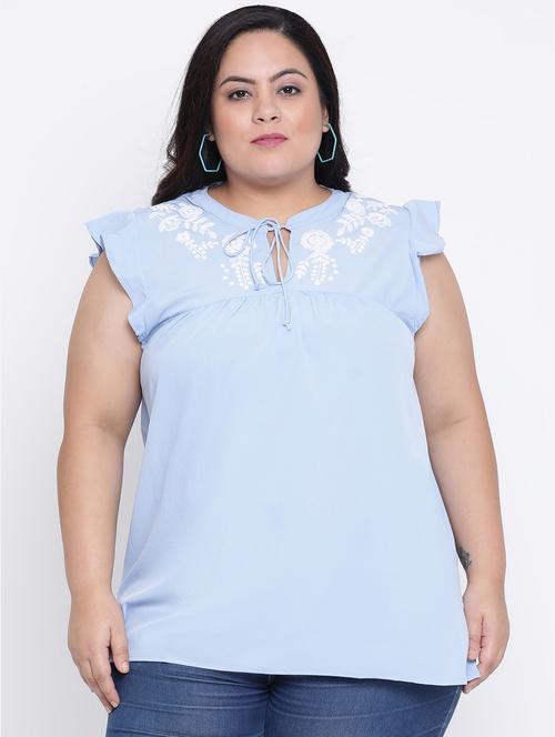 tie knot embroidered plus top - 16506793 - Very Small Image - 1