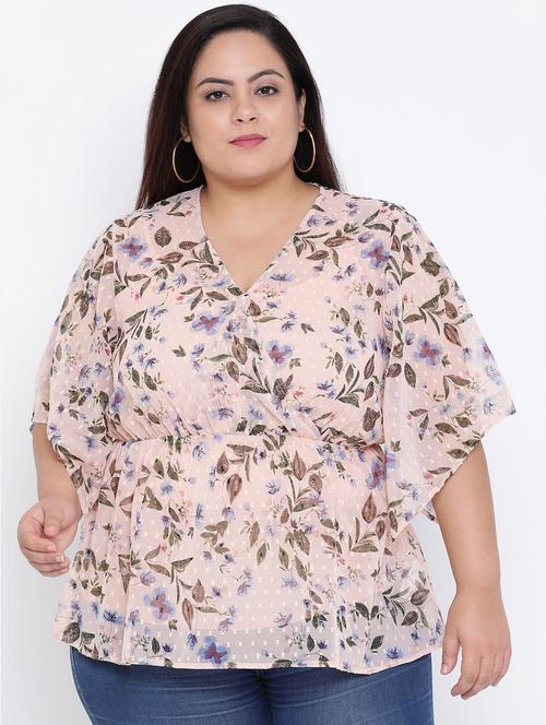 overlap neck floral plus top - 16506796 - Very Small Image - 1