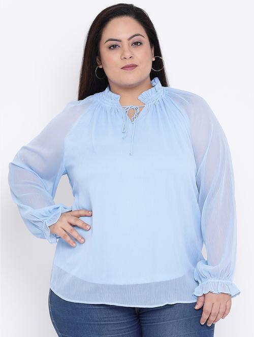 tie knot frill trim plus top - 16506809 - Very Small Image - 1