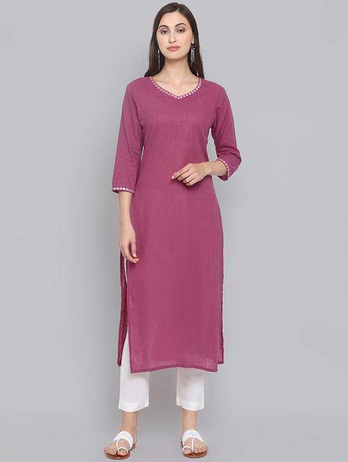solid straight kurta - 16506828 - Very Small Image - 1