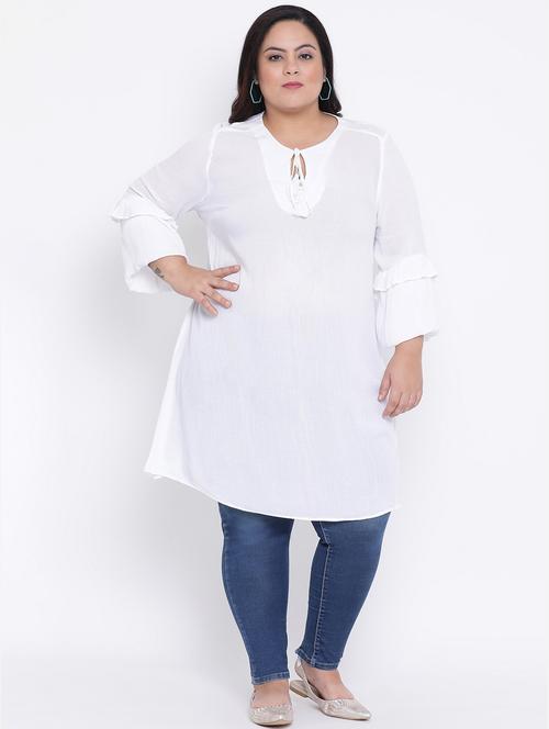 tassel tie up ruffle detail plus tunic - 16506837 - Very Small Image - 1