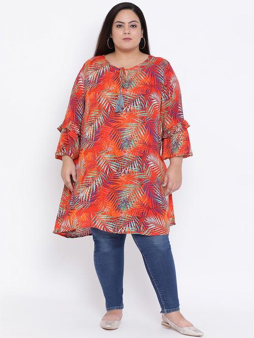 tassel tie up ruffle detail plus tunic - 16506838 - Very Small Image - 1
