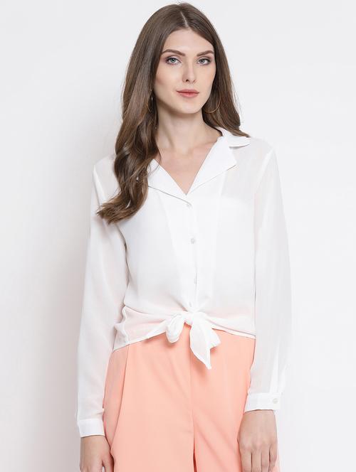 knotted hem solid shirt - 16506863 - Very Small Image - 1