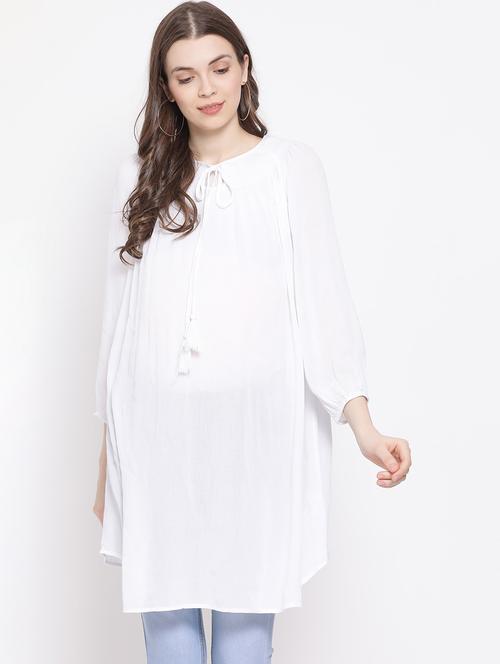 tassel tie up raglan sleeved maternity tunic - 16506897 - Very Small Image - 1