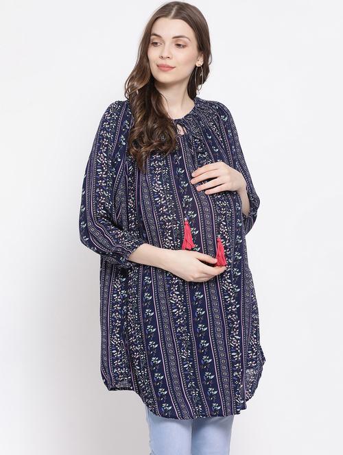 tassel tie up raglan sleeved maternity tunic - 16506899 - Very Small Image - 1