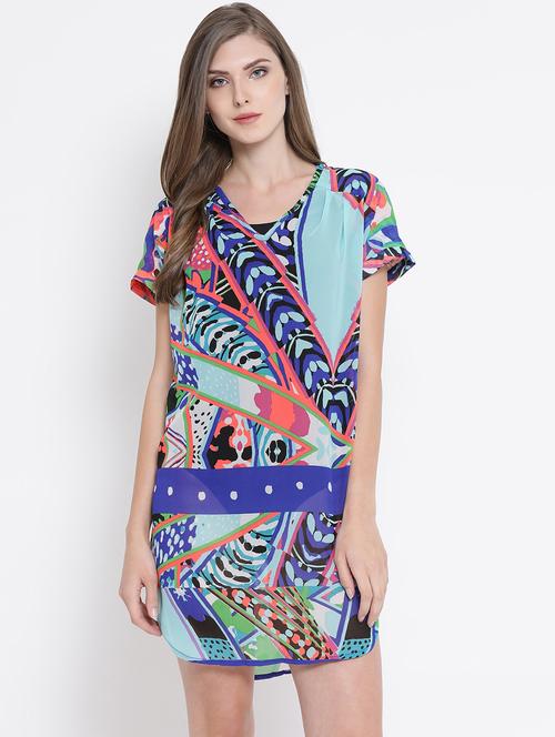 v neck curved hem coverup - 16506910 - Very Small Image - 1