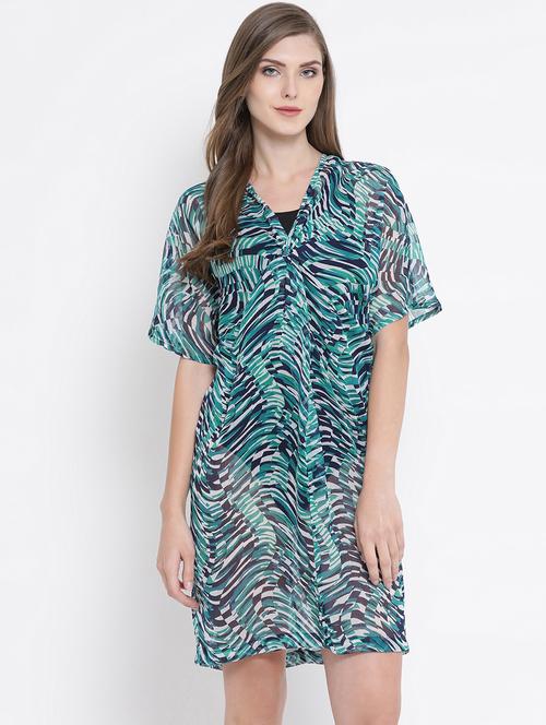 v neck geometric print coverup - 16506914 - Very Small Image - 1