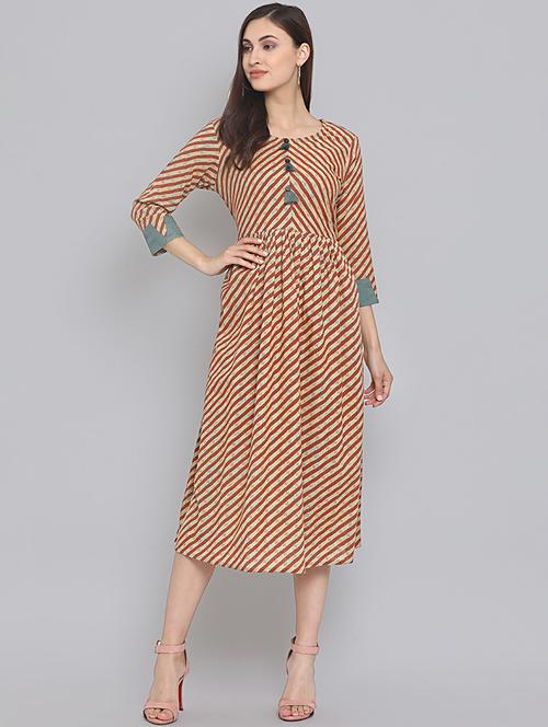 tassel detail striped a-line dress - 16507425 - Very Small Image - 1