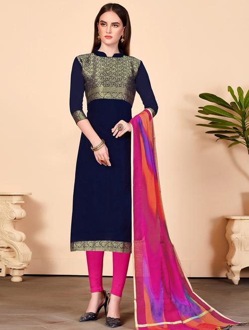 zari work unstitched suit - 16507537 - Very Small Image - 1
