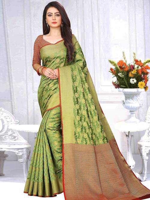 zari motifs banarasi saree with blouse - 16508536 - Very Small Image - 1