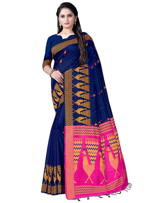 conversational printed saree with blouse - 16508551 - Very Small Image - 1