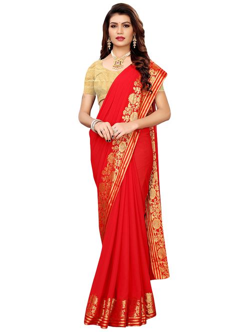 gold bordered saree with blouse - 16508554 - Very Small Image - 1