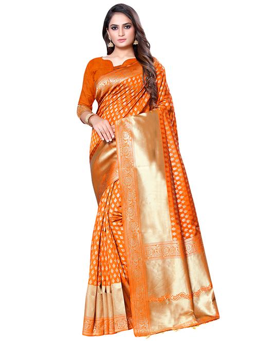 self-design banarasi saree with blouse - 16508557 - Very Small Image - 1