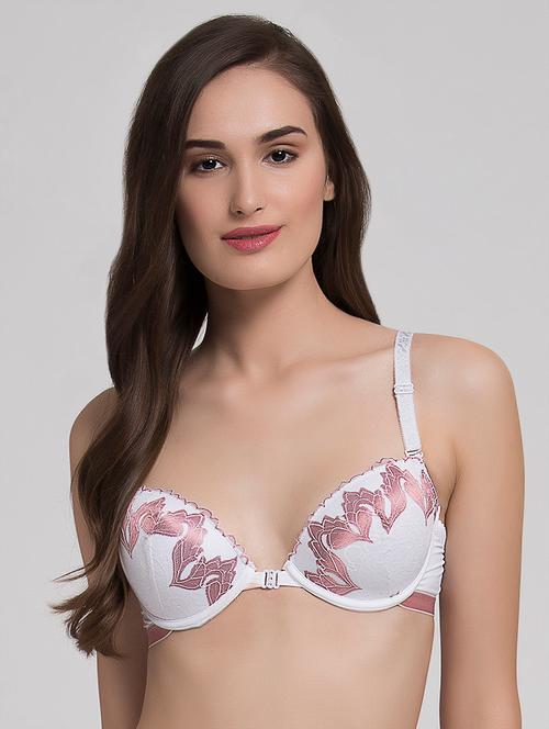 embroidered lace detail front open bra - 16508690 - Very Small Image - 1