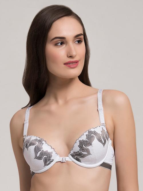 embroidered lace detail front open bra - 16508692 - Very Small Image - 1