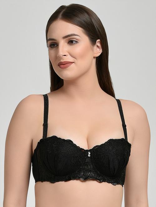 floral laced embellished bra - 16508716 - Very Small Image - 1