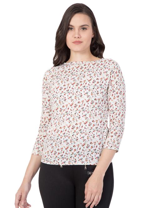 round neck ditsy floral top - 16509083 - Very Small Image - 1