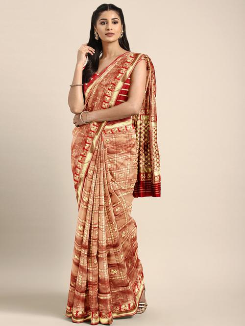 conversational woven saree with blouse - 16510066 - Very Small Image - 1