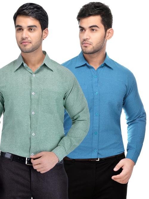 green and blue combo formal shirts - 16510177 - Very Small Image - 1