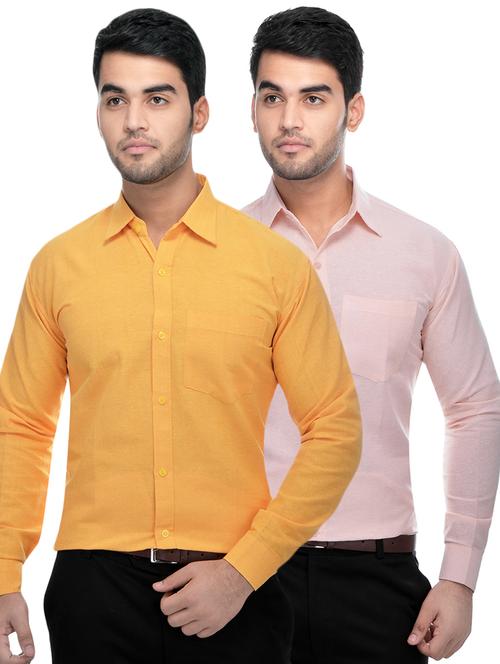 yellow and beige combo formal shirts - 16510196 - Very Small Image - 1