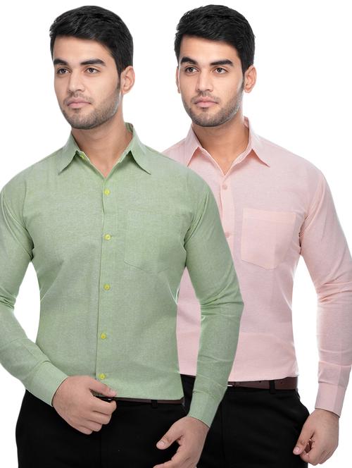 green and beige combo formal shirts - 16510207 - Very Small Image - 1