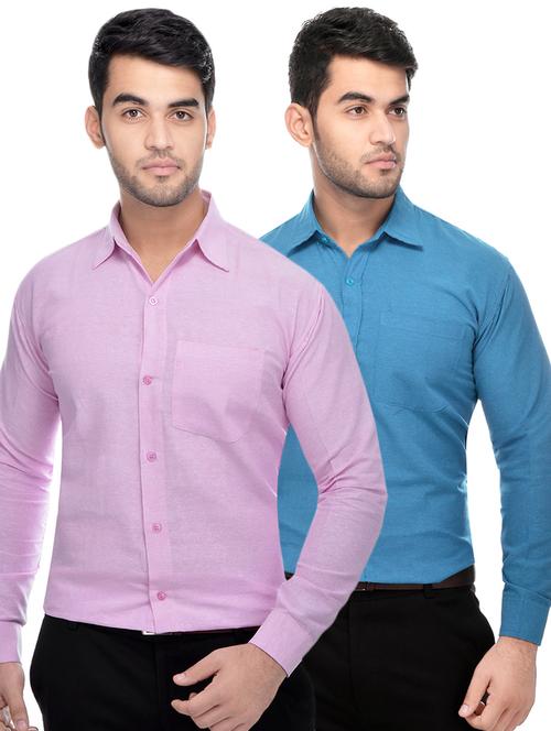 pink and blue solid combo formal shirts - 16510226 - Very Small Image - 1