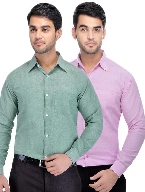 green and pink solid combo formal shirts - 16510231 - Very Small Image - 1