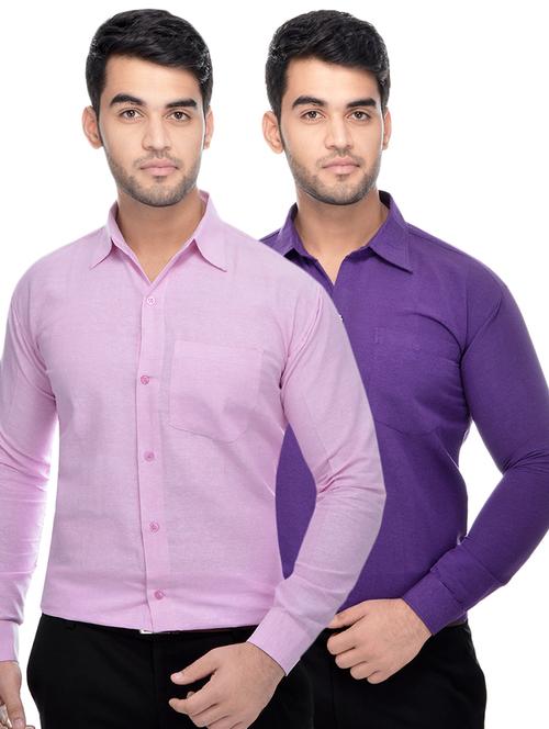 pink and purple solid combo formal shirts - 16510233 - Very Small Image - 1