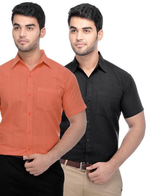 orange and black solid combo formal shirts - 16510321 - Very Small Image - 1
