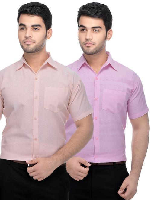peach and pink solid combo formal shirts - 16510352 - Very Small Image - 1