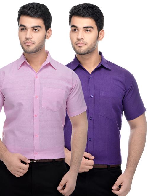 pink and purple solid combo formal shirts - 16510353 - Very Small Image - 1