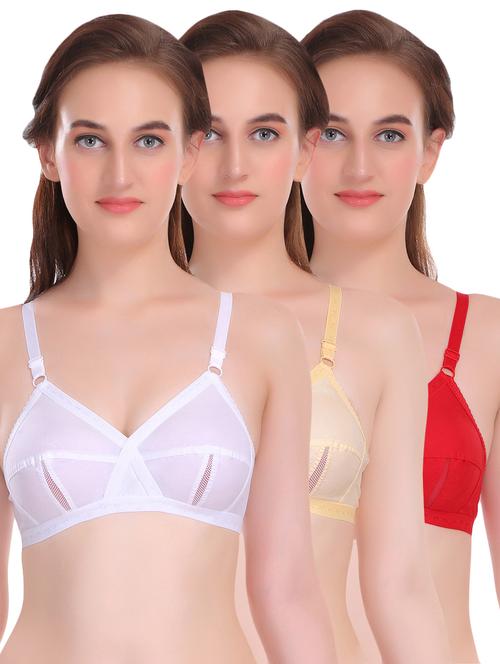 set of 3 lace inserted solid bra - 16511003 - Very Small Image - 1