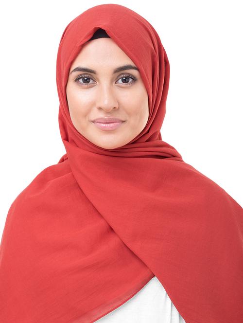 red cotton stole - 16511135 - Very Small Image - 1