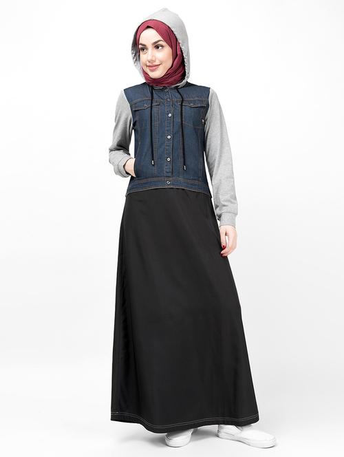 denim a-line cloaks & abaya - 16511695 - Very Small Image - 1