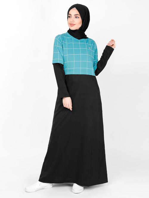 checkered a-line cloaks & abaya - 16511802 - Very Small Image - 1