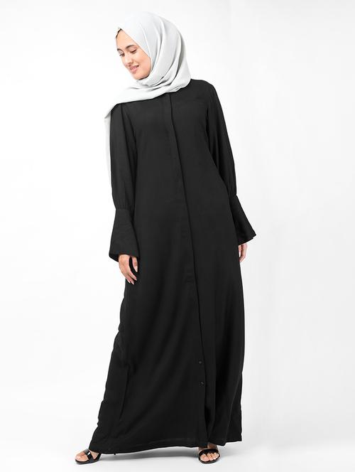 solid fit & flare cloaks & abaya - 16511831 - Very Small Image - 1