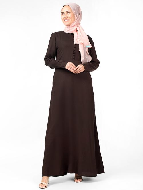 solid fit & flare cloaks & abaya - 16511840 - Very Small Image - 1