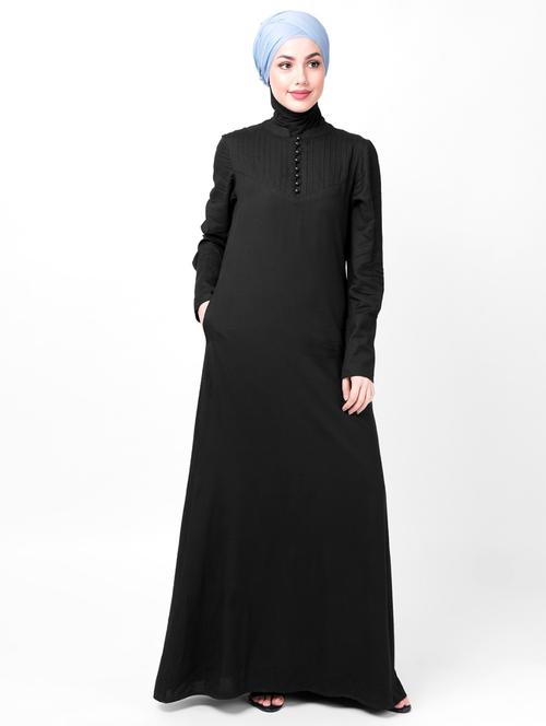 solid fit & flare cloaks & abaya - 16511869 - Very Small Image - 1