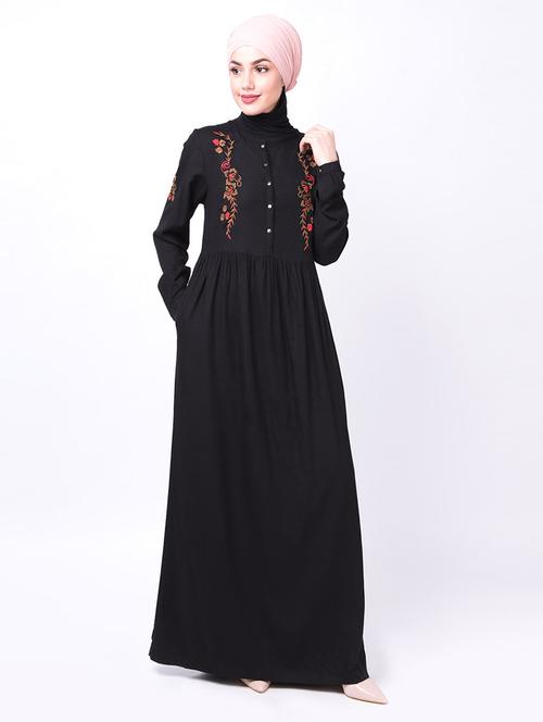 solid fit & flare cloaks & abaya - 16511872 - Very Small Image - 1