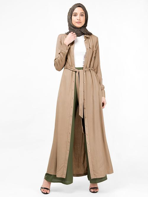 solid fit & flare cloaks & abaya - 16511876 - Very Small Image - 1