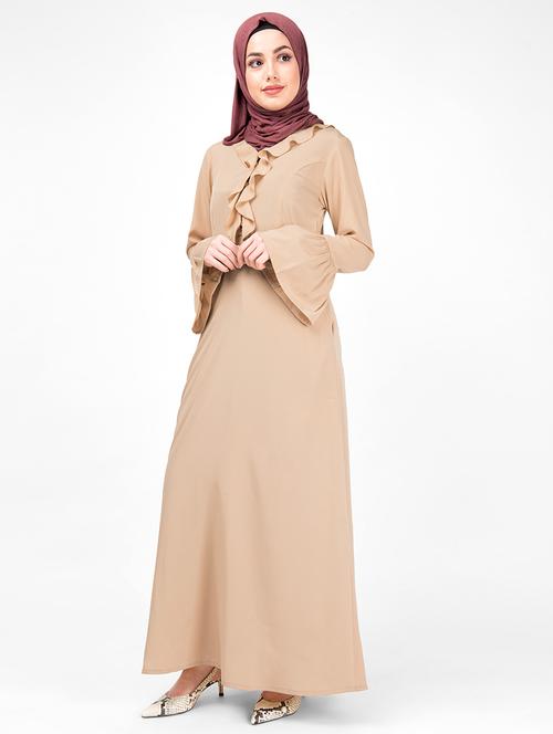 solid fit & flare cloaks & abaya - 16511894 - Very Small Image - 1