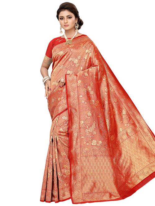 self-design banarasi saree with blouse - 16512735 - Very Small Image - 1