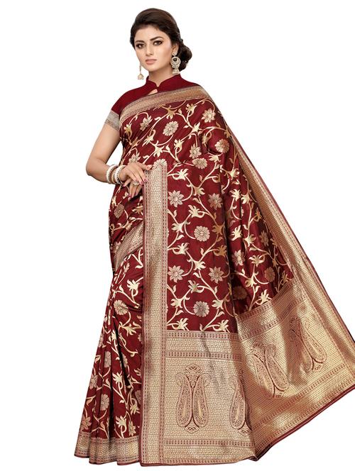 self-design banarasi saree with blouse - 16512761 - Very Small Image - 1