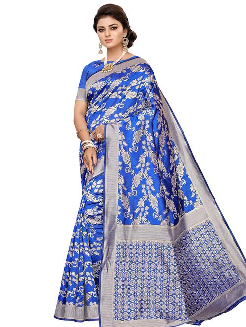 self-design banarasi saree with blouse - 16512766 - Very Small Image - 1
