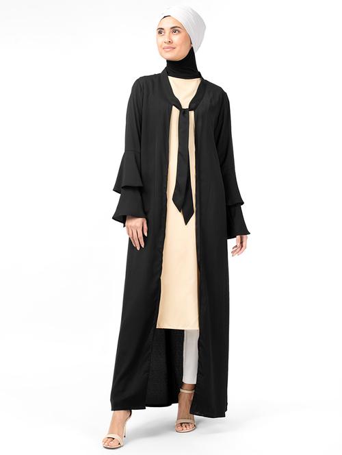 tie front bell sleeved shrug - 16512838 - Very Small Image - 1