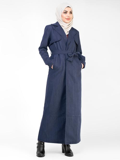tie knot front denim overcoat - 16512876 - Very Small Image - 1